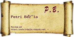 Petri Béla névjegykártya